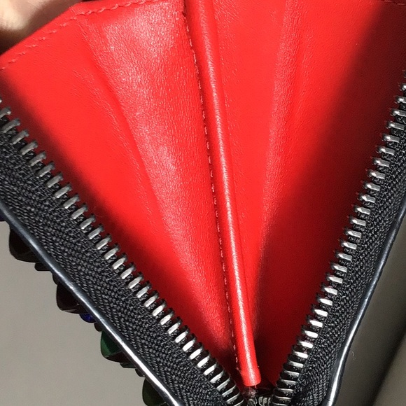 EUC. CHRISTIAN LOUBOUTIN Panettone Spike Long Zip Around Wallet in Black Multi - Picture 14 of 15